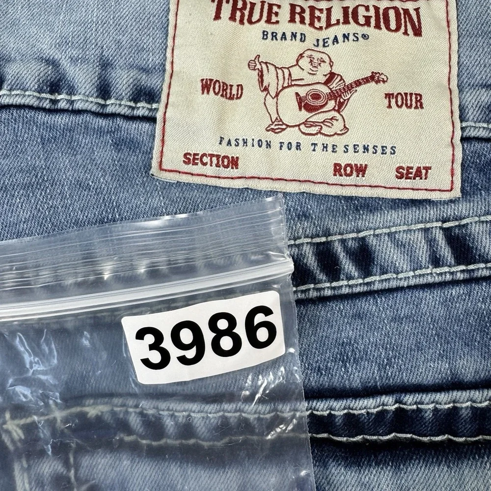 True Religion Ricky Relaxed Straight Acid Wash Cutoff Denim Shorts Mens 32